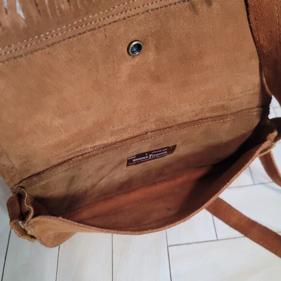 Minnetonka Suede Tan and Brown Fringe Crossbody Bag - Picture 6 of 16